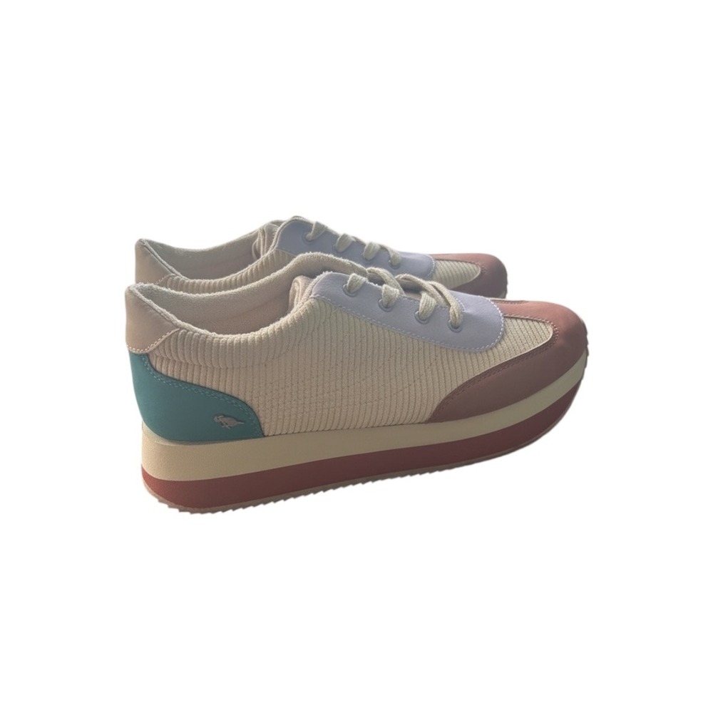 Rocket Dog Platform Sneakers Women US 11 Beige Lilac Brown Teal Accents